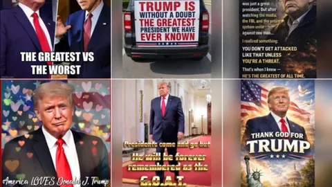 Kolaž promotivnih slika i tekstova u podršci Donaldu Trumpu