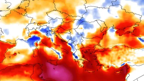 Meteorološka karta Europe s područjima različitih temperatura u bojama