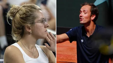 Kolaž s licima Danila Medvedeva i njegove supruge