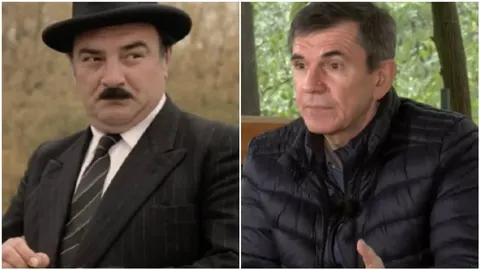 Kolaž s glumcima Batom Stojkovićem u kostimu i Slavkom Štimcem