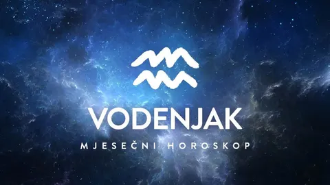 Simbol znaka Vodenjaka na plavoj pozadini zvjezdane galaksije