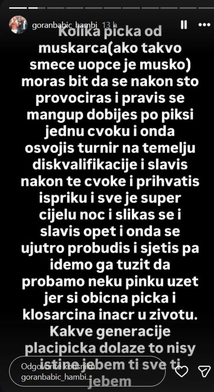 Tekstualna objava na društvenim mrežama s psovkama
