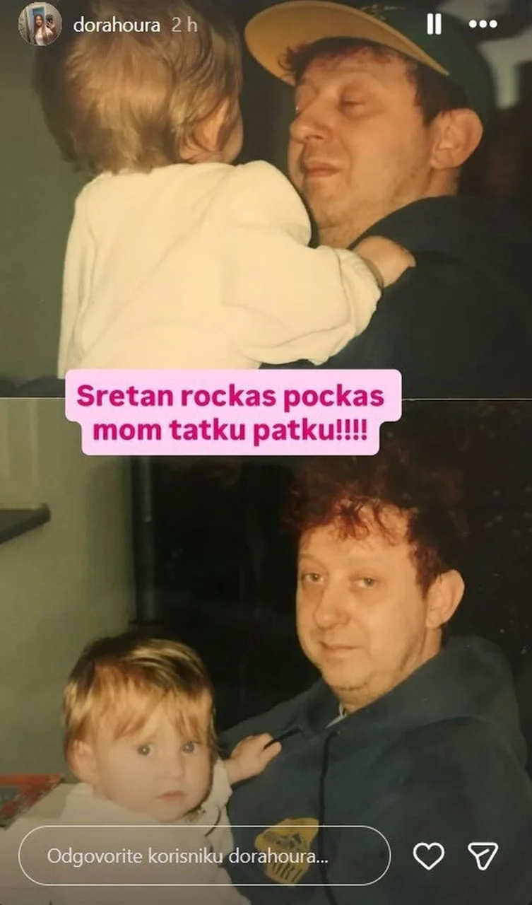 Kolaž dvije stare fotografije Jasenka Houre s malom kćeri