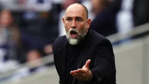 Igor Tudor s ozbiljnim izrazom lica gestikulira na nogometnom stadionu