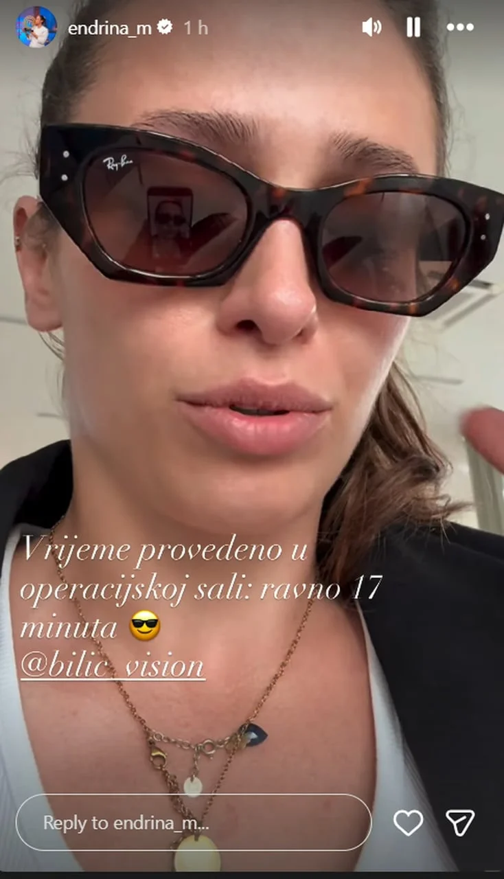 Endrina Muqaj s tamnim zaštitnim naočalama nakon zahvata