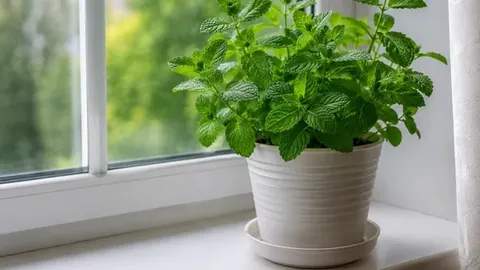 Zelena pitoma nana u bijeloj tegli na prozorskom pragu