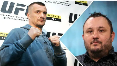 Kolaž s Mirkom Cro Copom u borilačkoj gardi i portretom Dražena Forgača