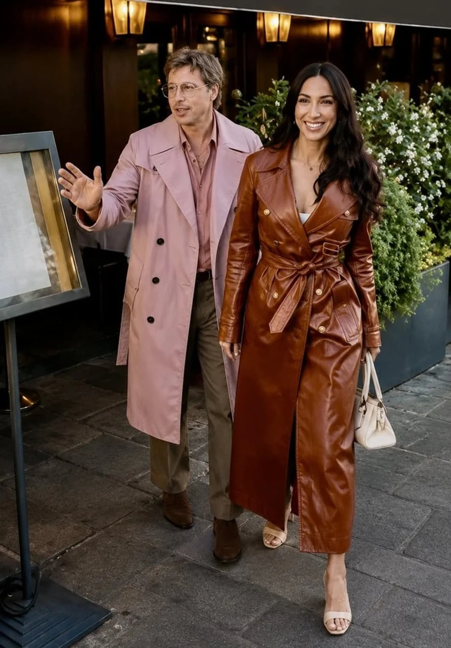 Brad Pitt i Ines de Ramon u elegantnim kaputima na ulici