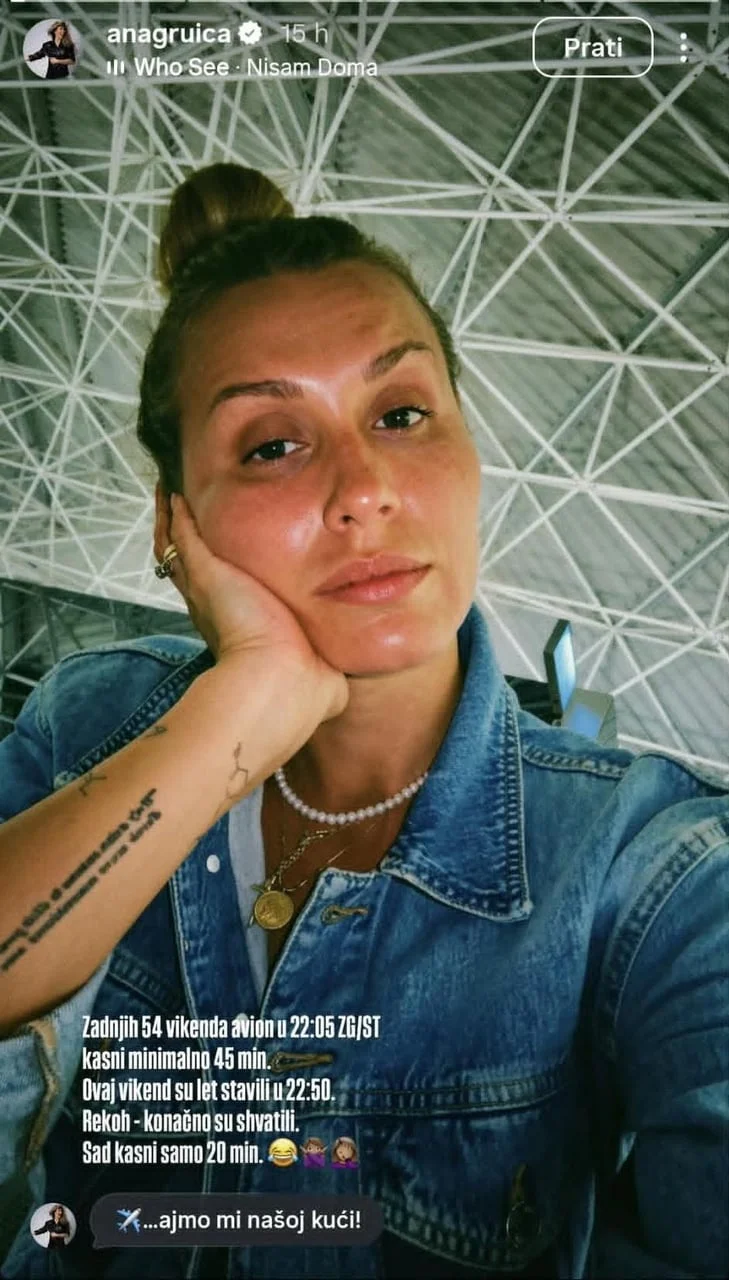 Selfi glumice Ane Gruice Uglešić u trapericama s kosom u drugu