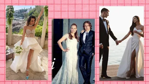 Kolaž fotografija tri žene u različitim modelima bijelih vjenčanica