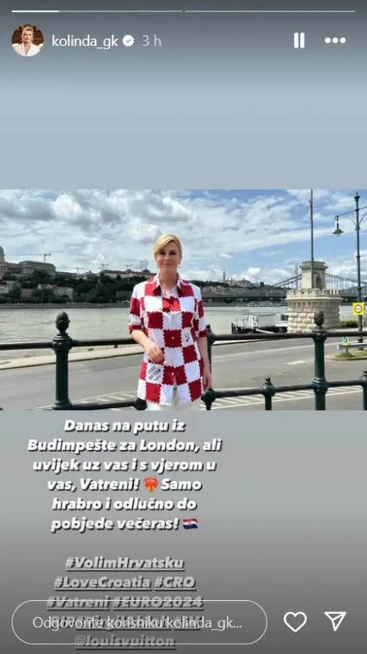 Snimka ekrana Instagram storyja s Kolindom u crveno-bijeloj košulji