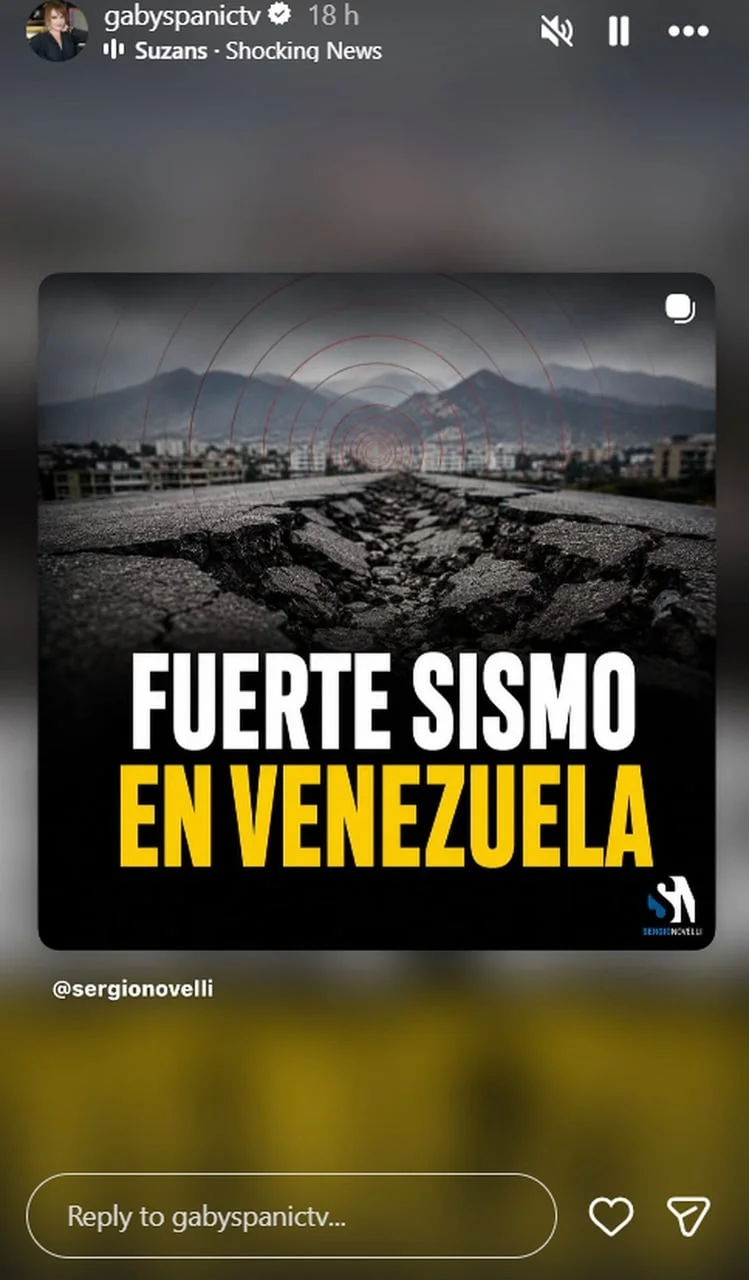 Grafika s puknutom cestom i natpisom 'Fuerte Sismo en Venezuela'