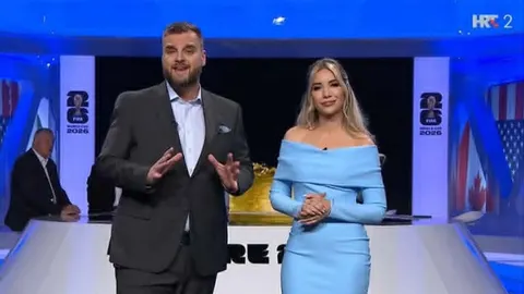 Voditelj Valentina Miletić i kolega u studiju HRT-a