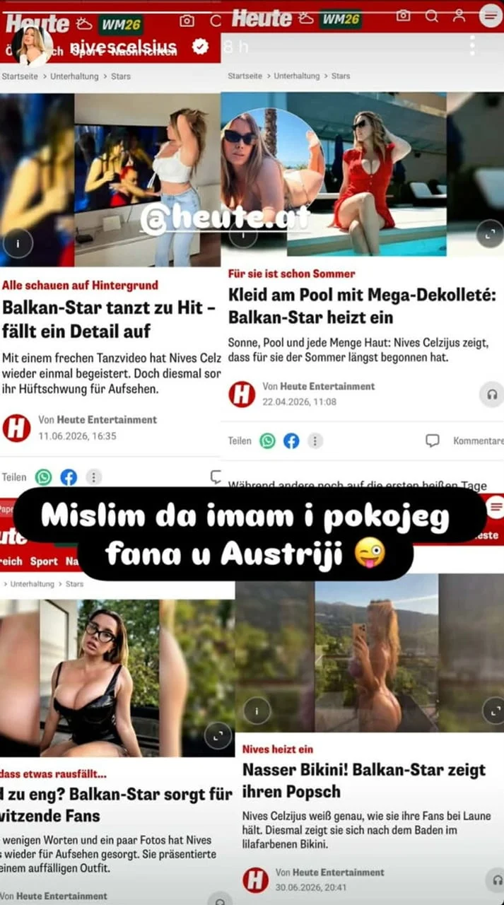 Snimka zaslona australskog portala Heute s člancima o Nives