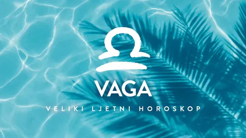 Plavi vodenjak sa simbolom Vage i tekstom Veliki ljetni horoskop
