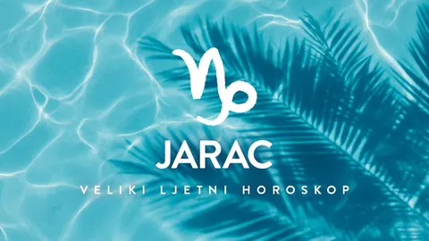 Plavi bazen s listom palme i simbolom znaka Jarca