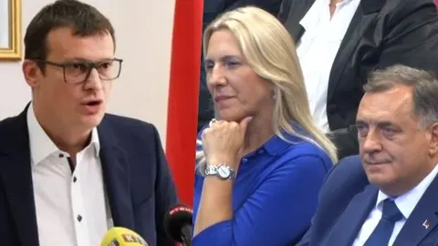 Kolaž s portretima političara Milorada Dodika i drugih javnih osoba