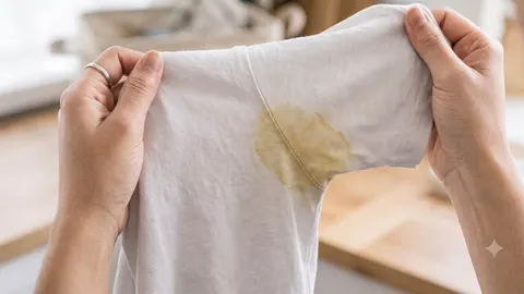 Žuta mrlja ispod pazuha na bijeloj pamučnoj majici