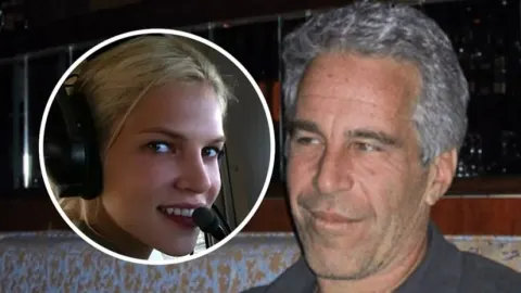 Jeffrey Epstein i kolaž s portretom Nadie Marcinko s pilotskim slušalicama