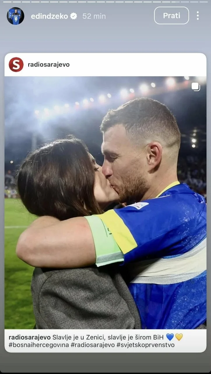 Edin Džeko ljubi suprugu Amru na nogometnom stadionu