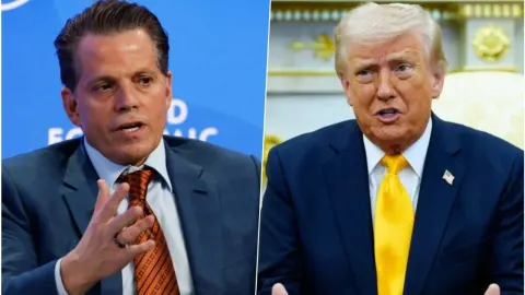 Anthony Scaramucci i Donald Trump u kolažu fotografija jedan pored drugog.