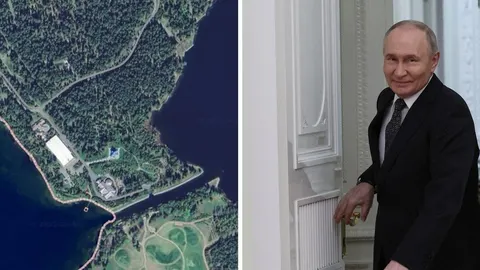 Satelitska snimka rezidencije Valdaj i portret Putina