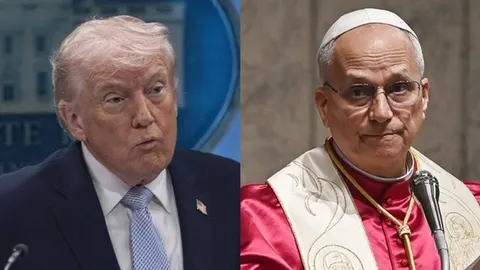 Donald Trump i Papa Lav XIV prikazani u podijeljenom kadru tijekom obraćanja javnosti.