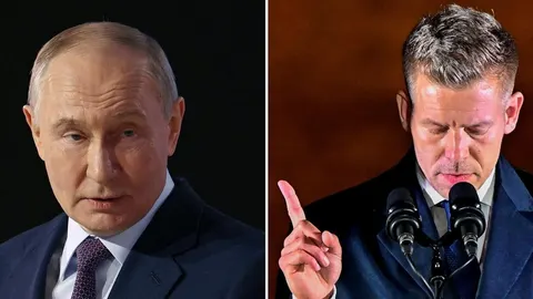 Portreti Vladimira Putina i Pétera Magyara jedan pored drugog