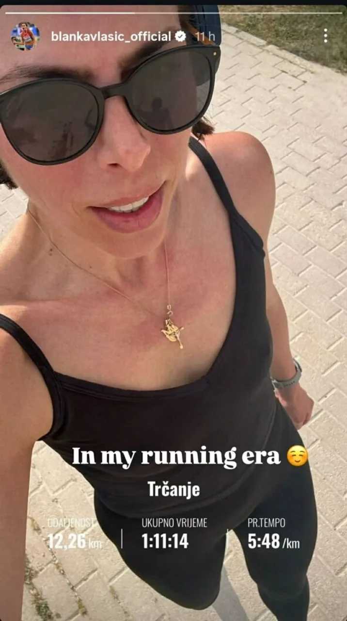 Screenshot objave na društvenim mrežama: Blanka Vlašić tijekom trčanja.