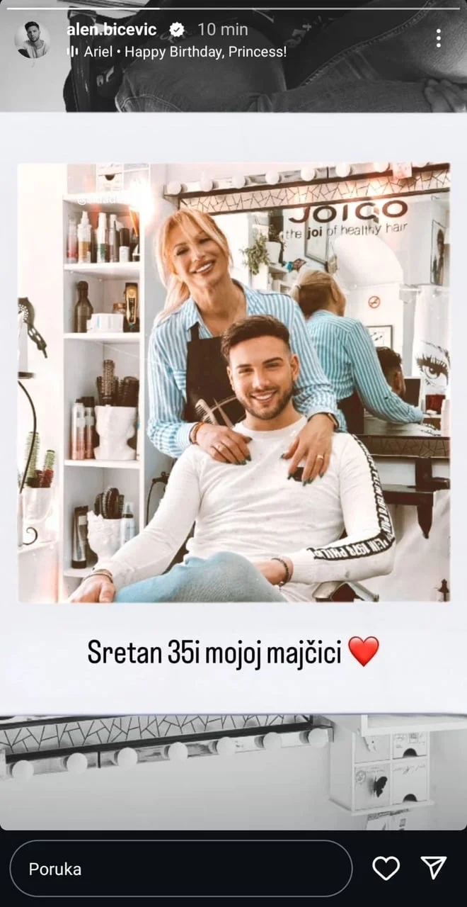 Alen Bičević s majkom u frizerskom salonu