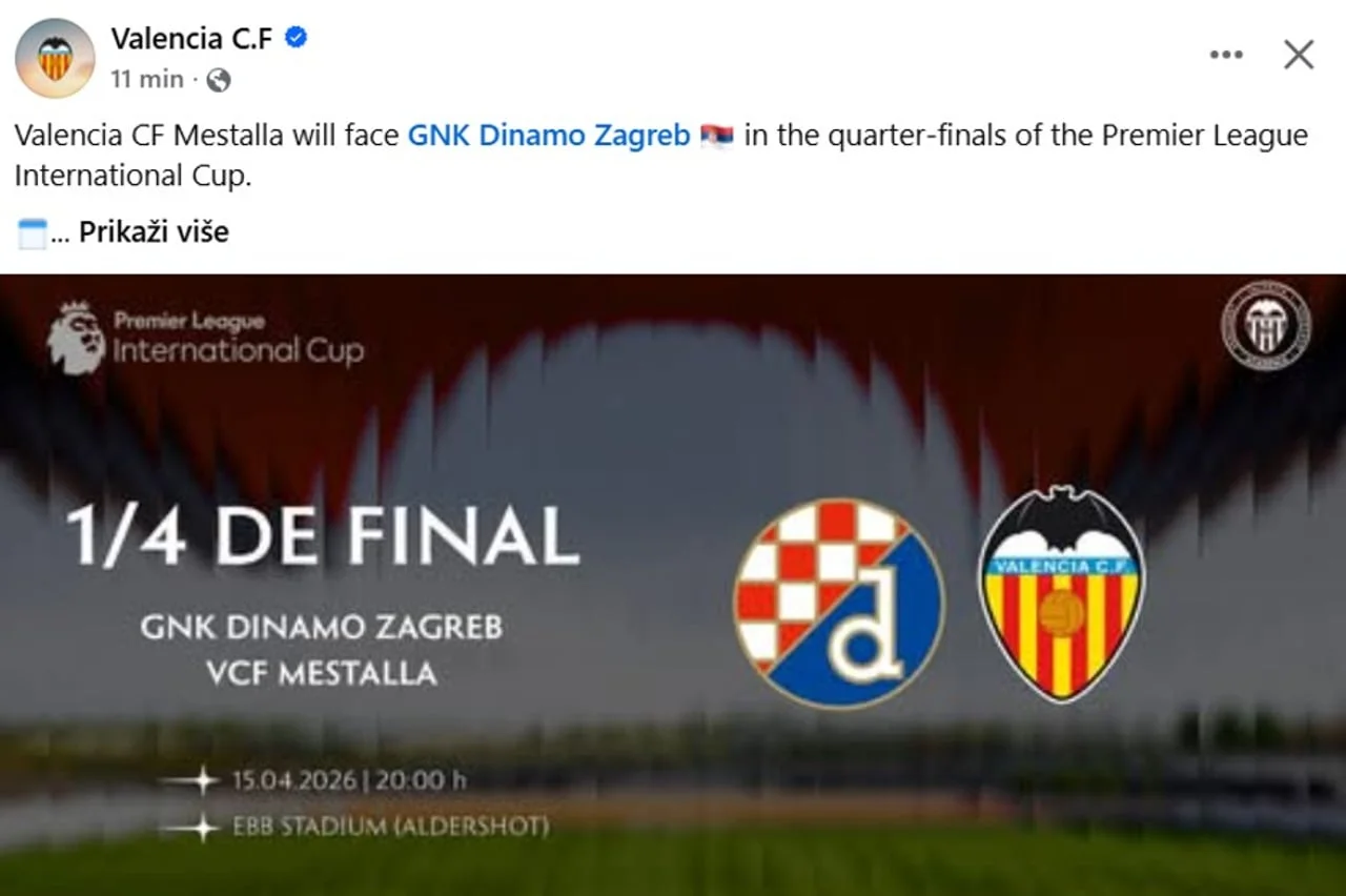 Snimka zaslona objave nogometnog kluba Valencia na društvenim mrežama