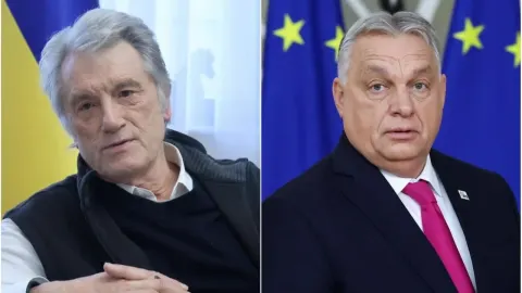 Portreti Viktora Juščenka i Viktora Orbána jedan pored drugog.